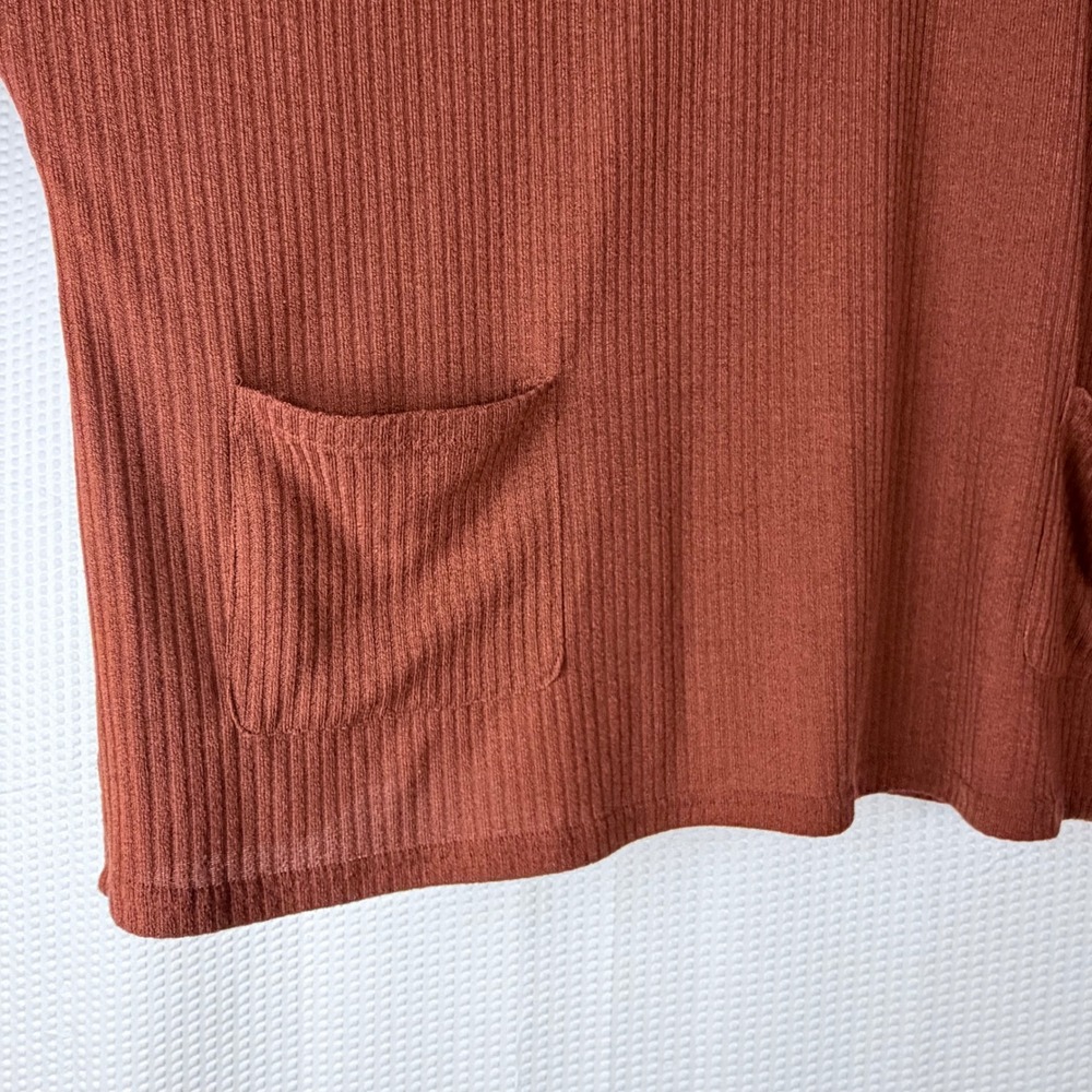 EMERY‎ ROSE Womens 4XL Rust Ribbed Knit Long Sleeve Pocket Tunic Top Work Plus - Picture 9 of 9